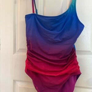 Bleu Rod Beattie Ombre One-Piece Swimsuit in Blue and Pink-Purple